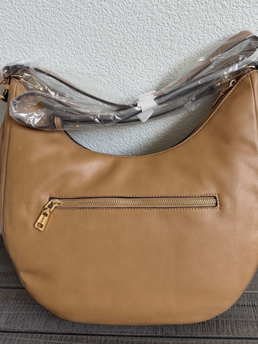 INC Classic Tan Leather Kolleen Hobo Shoulder Bag